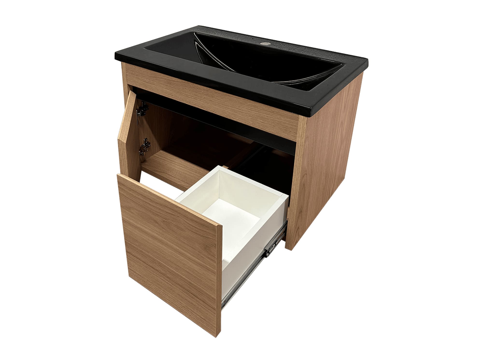 TORONTO COLGANTE 60
Código: TORC60
Medidas: 60 x 40

Melamina Paraíso con detalle negro, una puerta y un cajón
Mesada disponible en Resina, Marmol y Loza