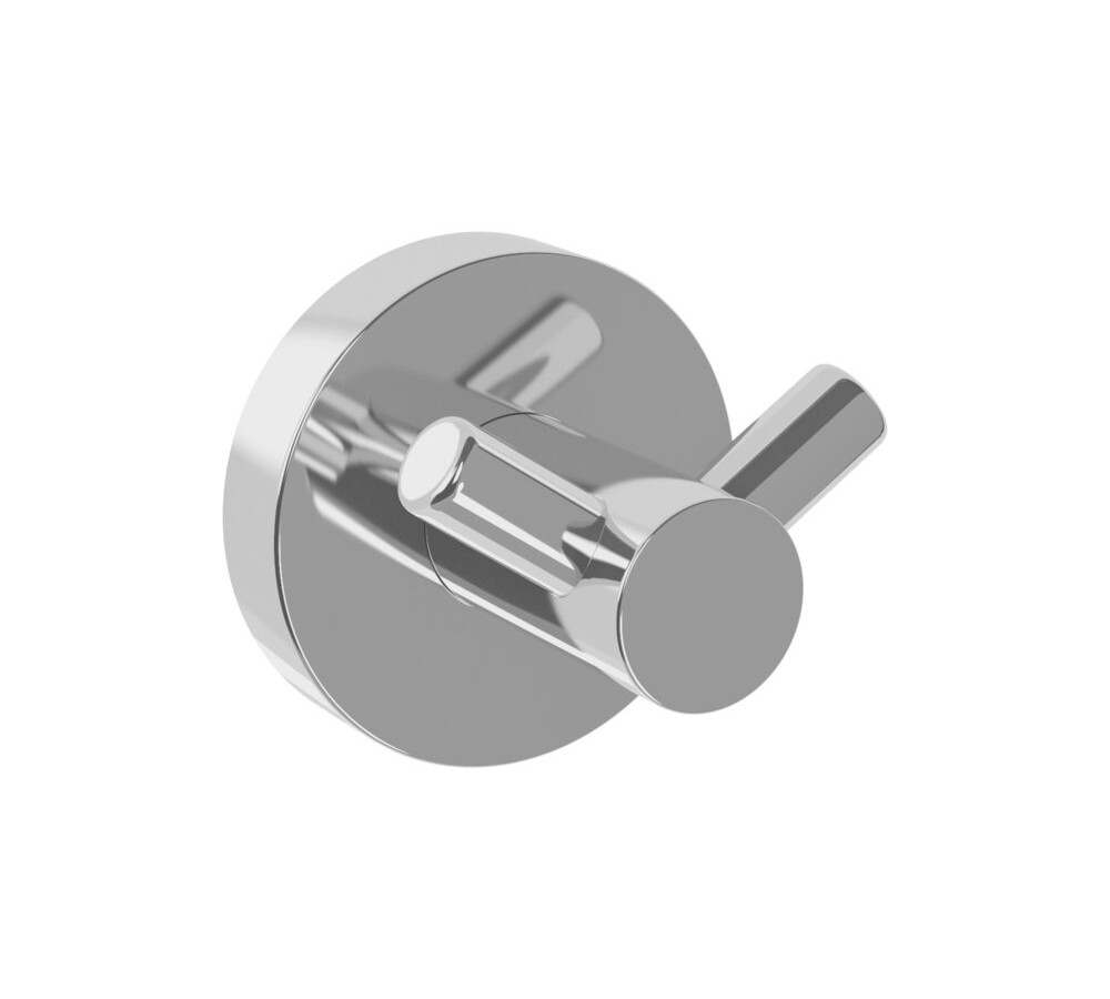 Especificaciones del producto  Soporte de chapa de acero al carbono. Percha doble de inyección de zinc de 21mm de diámetro.  Florón de inyección de zinc de 56mm de diámetro. Acabado piezas metálicas, cromado brillante, compuesto por 3.5‐6 μm de níquel + 2‐3 μm de cromo.