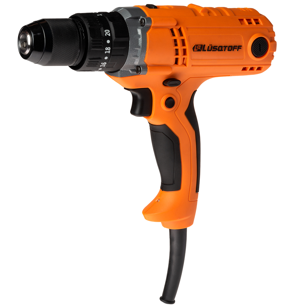 • Tensión: 220 V ~ 50 Hz
• Potencia: 450 W
• Velocidad mín. de rotación: 0-480 Rpm
• Velocidad máx. de rotación: 0-1800 Rpm
• Torque: 75 N.m
• Mandril: 13 mm
• Luz led
• Mandril metálico
• Percutor
• Capac. máx. de perfororación en madera: 38 mm
• Capac. máx. de perfororación en metal: 13 mm
• Capac. máx. de perforación en mampostería: 10 mm
• Peso: 2 Kg
• Velocidad variable: 6 posiciones.
• Mandril metálico, autoajustable y antipolvo (cierre click).
• Empuñadura soft grip.
• 20 posiciones de regulación de torque.