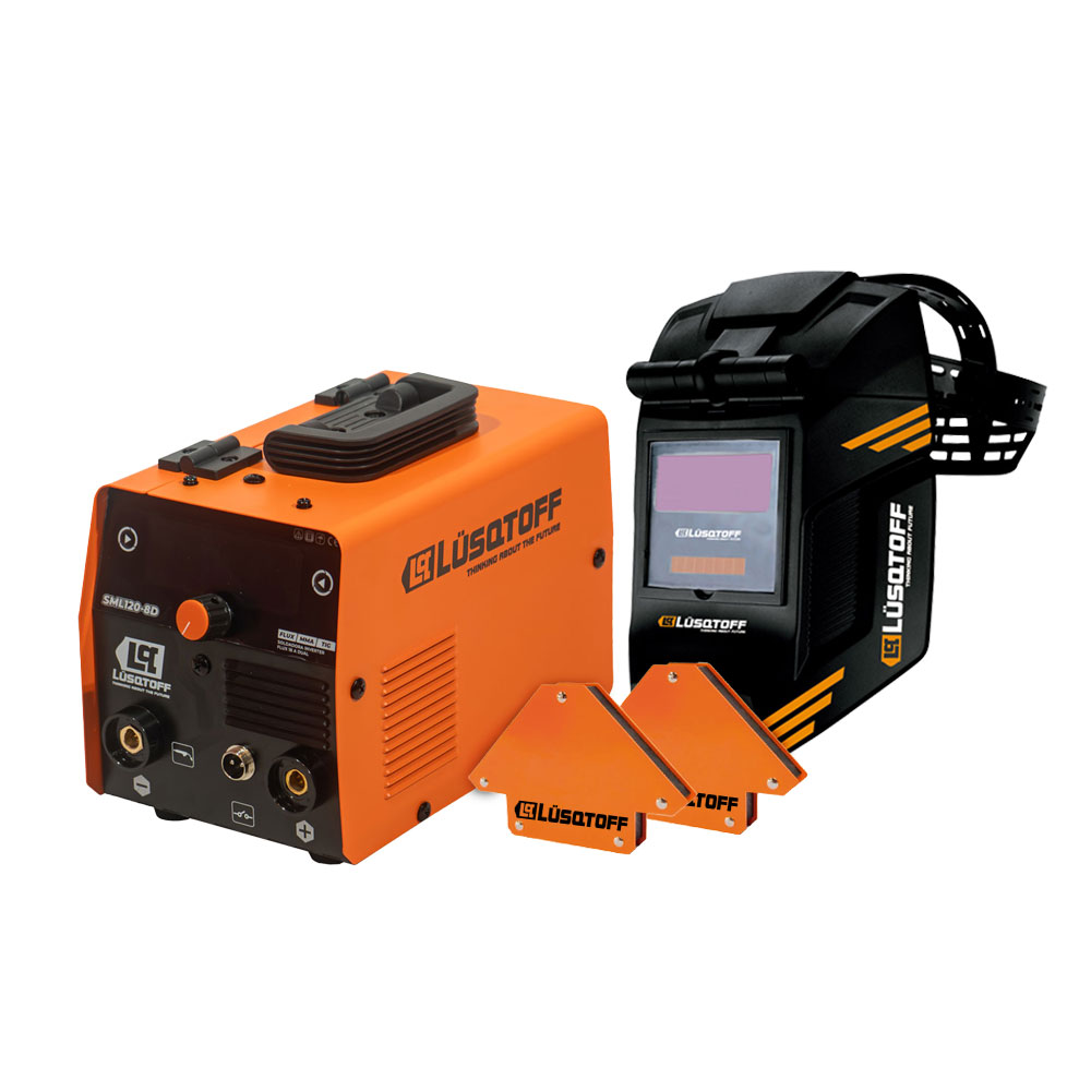 • Voltaje: 200 V – 50 Hz
• 3 procesos: MIG/MMA/LIFT TIG
• Capacidad de entrada nominal:
FLUX: 3,96 KVA
MMA: 3,6 KVA
LIFT TIG: 2,4 kVA
• Corriente de entrada nominal:
FLUX: 18 A
MMA: 16,3 A
LIFT TIG: 10,7 A
• Rango de trabajo en amper:
FLUX: 20 a 120 A
MMA: 20 a 100 A
LIFT TIG: 20 a 100 A
• Ciclo de trabajo: 25% 25°
• Voltaje de salida sin carga: 62 V
• Peso: 8,1 kg.

INCLUYE
• Soldadora Inverter dual SML120-8D
• Pinza masa y pinza porta electrodos
• Máscara fotosensible ST-1X
• 2 escuadras magnéticas LQE-6001
• Rollo de alambre flux LQFLUX045