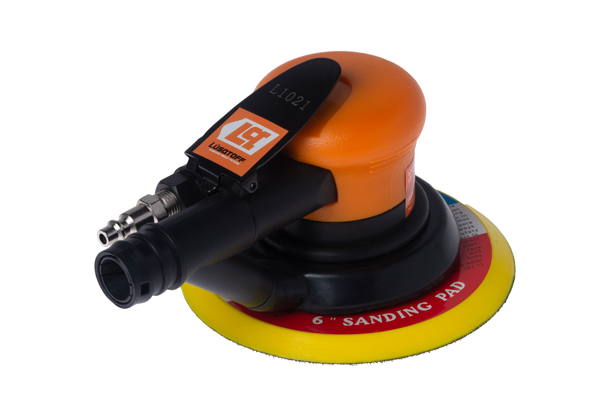 • Presión de trabajo: 90 Psi
• Consumo de aire: 167 l/min
• Disco de pulido: 6 pulgadas
• Velocidad: 10.500 rpm
• Almohadilla: 6 mm
• Consumo medio de aire: 5,8 l scfm/167 min
• Entrada de aire: NPTF 1/4 NPT
• Consumo de aire: 167 l/min
• Presión de aire: 90 Kg / 6,3 cm – 90 Psi /6,3 kg / cm2
• Peso: 0,95 kg

INCLUYE:
- Manguera de succión
- Lija redonda
- Kit de herramientas
- Bolsa recolectora


• Escape trasero.
• Cuerpo de nylon en diseño liviano para control de aire.
• Disponible con regulador de aire para control de velocidad según el
  trabajo a realizar.
• Ideal para realizar acabados finos en madera, fibra
  de vidrio metálica y otros materiales compuestos.
• Sistema de aspiración.
• De diseño ergonómico y bajas vibraciones, permite
  un fácil control con una sola mano.
• Proporciona un lijado homogéneo sin dejar marcas.
