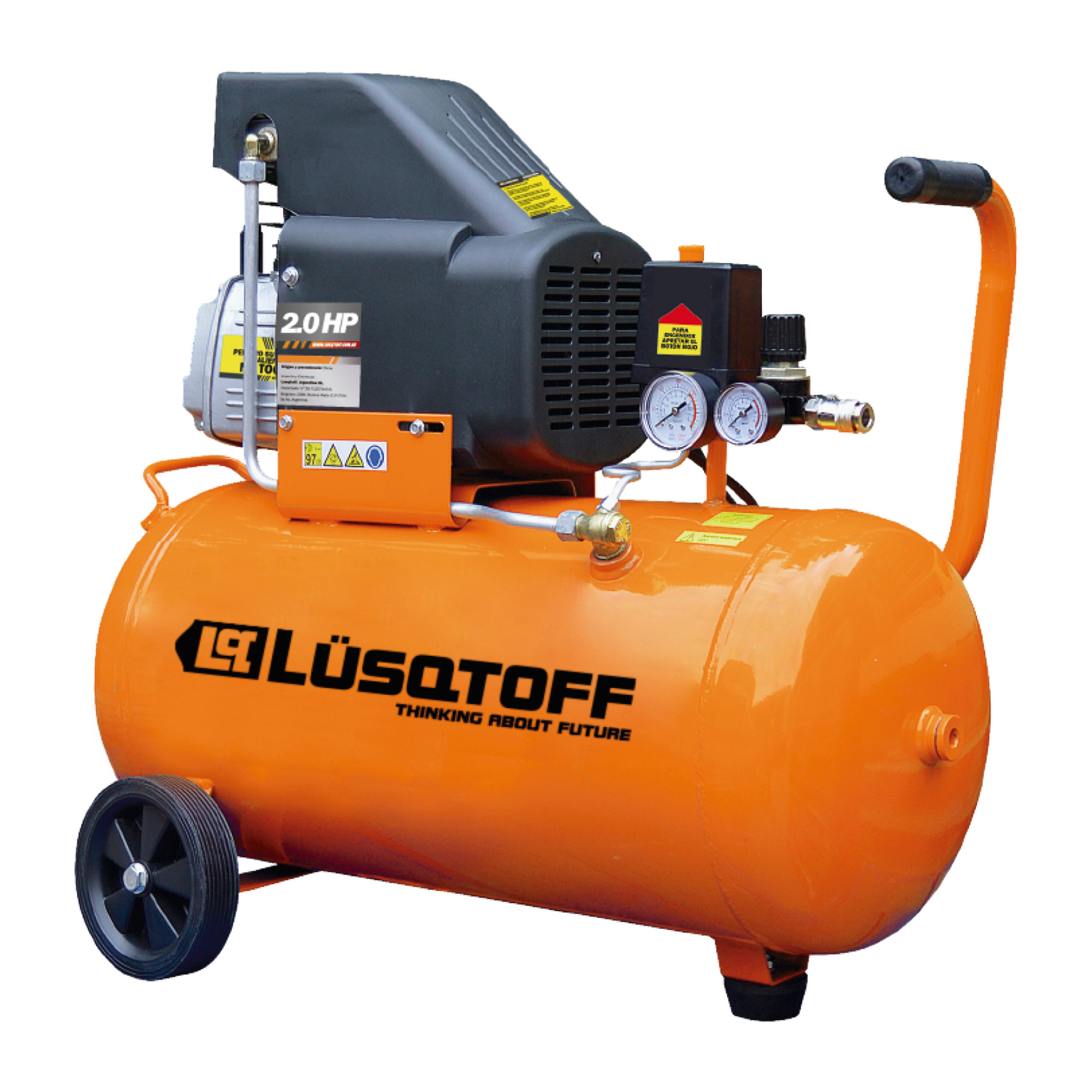 • Tensión: 220 V – 50 Hz
• Potencia: 2 Hp – 1500 W
• Capacidad del motor: 1500 W
• Tanque: 25 Lts
• Presión máxima: 115 Psi
• Caudal: 198 l/min
• Fase eléctrica: Monofásica
• Monocilíndrico
• Tipo de sistema: pistón, mando directo
• Es portátil: No, trasladable
• Posee: ruedas, manómetro doble,
  salida simple y regulador de presión
• Peso neto: 22,8 Kg

INCLUYE:
• Pistola para inflar o pintar HVLP
• Pistola para sopletear


• Potencia tus herramientas neumáticas y facilita múltiples tareas manuales.
• Uso semi profesional.
• Recuperación.