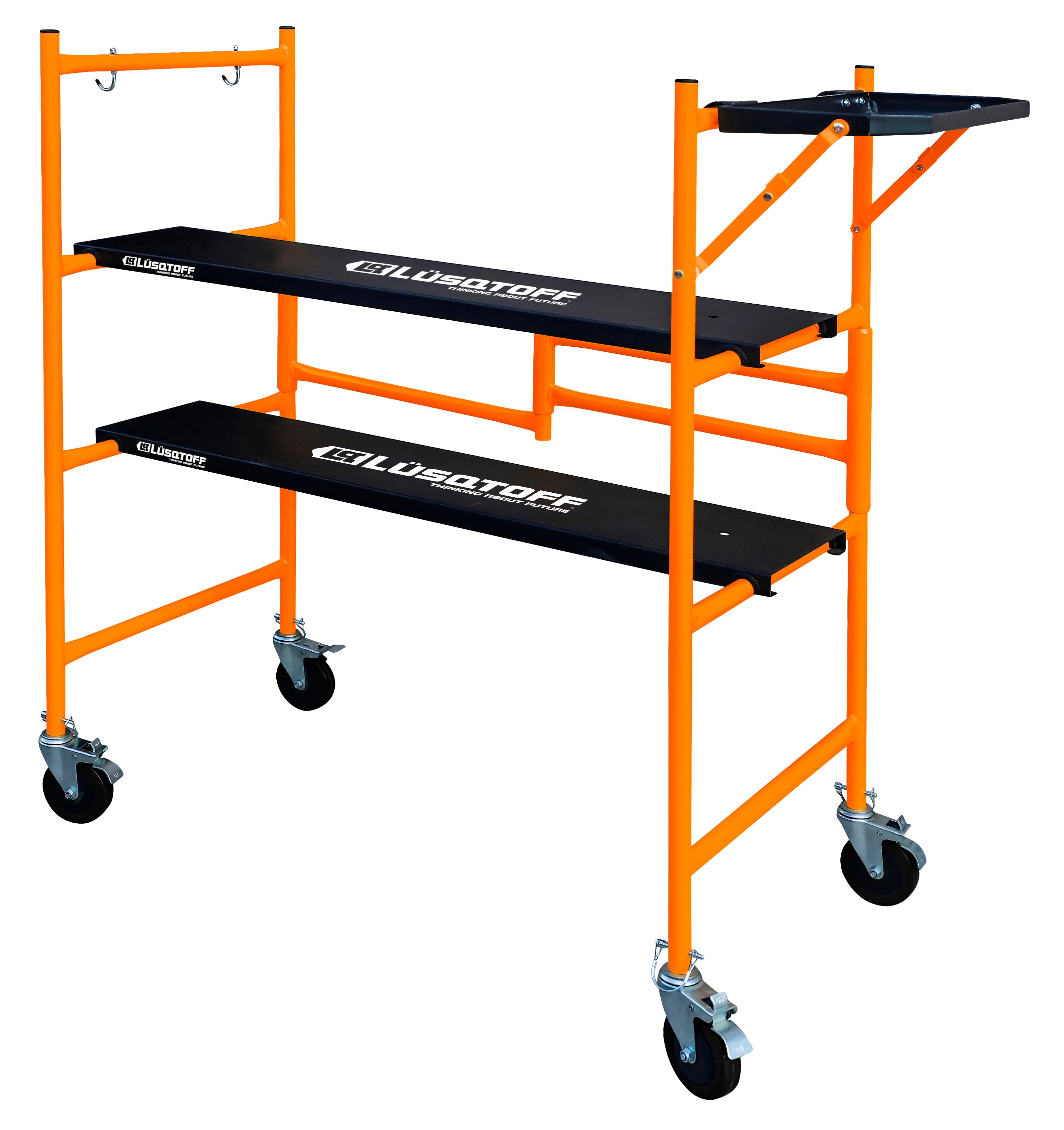 • Plataformas: 2
• Cuerpo tubular: acero al carbono
• Altura entre andamios: 25-55-84 cm.
• Soporta: 227 kg. máximo.


INCLUYE

• Mesa auxiliar
• 4 ruedas con bloqueo
• 2 ganchos de seguridad para la mesa
• 4 pasadores de seguridad (para las ruedas)