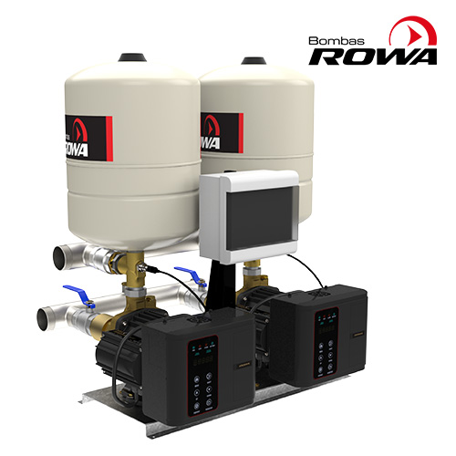 Motor
Totalmente silencioso
Bobinado protegido contra funcionamiento en seco, se apaga automáticamente
Posee protector térmico incorporado.
Construcción
Equipos compactos.
Partes en contacto con el agua fabricadas con materiales sanitarios.
Sistema rotor húmedo.
Conexiones
Entrada y salida con rosca de 2”
2 válvulas esféricas con uniones dobles (bronce)
Características
Tensiones disponibles: 3X380V
Temperatura máxima del agua: 40ºC
Temperatura ambiente: 40ºC
Presión máxima del sistema: 6Kg/cm²
Tipo de aislación: F
Pérdida de carga máxima en succión: 4 m.c.a.
Detalles técnicos
Presión máxima (mca)	35
Caudal máximo (l/h)	20.000
Potencia (HP)	2 x 1,5
Tensión V	3 x 380
I (A)	2 x 5,2
Conexion	2"
Peso	68,37
