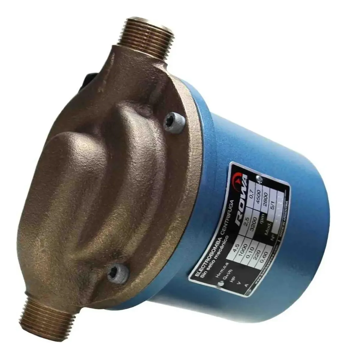 Motor
Totalmente silencioso
Bobinado protegido contra funcionamiento en seco, se apaga automáticamente.
Posee protector térmico incorporado.
No produce golpes de ariete.
Construcción
Equipos compactos.
Partes en contacto con el agua fabricadas con materiales sanitarios.
Sistema rotor húmedo.
Conexiones
Conexión eléctrica directa a la red
Entrada y salida con rosca de 3/4”,1” y 1½” (según producto)
Características
Tensiones disponibles: 220v
Temperatura máxima del agua: 70ºC
Temperatura ambiente: 40ºC
Presión máxima del sistema: 10Kg/cm²
Tipo de aislación: F
Pérdida de carga máxima en succión: 4 m.c.a.
Posiciones de instalación
El presurizador deberá ser instalado obligatoriamente de modo que el eje de la electrobomba permanezca en posición horizontal, de acuerdo a las siguientes figuras. El no cumplimiento de esta norma implicará el desgaste irregular del equipo y la consecuente pérdida de la garantía.
Detalles técnicos
Presión máxima (mca)	3,0 / 6,0 / 9,5
Caudal máximo (l/h)	2000 / 3600 / 6500
Potencia (HP)	0,17
Tensión V	220
I (A)	0,70 / 1,05 / 1,50
Conexion	1"
Peso	7 Kg